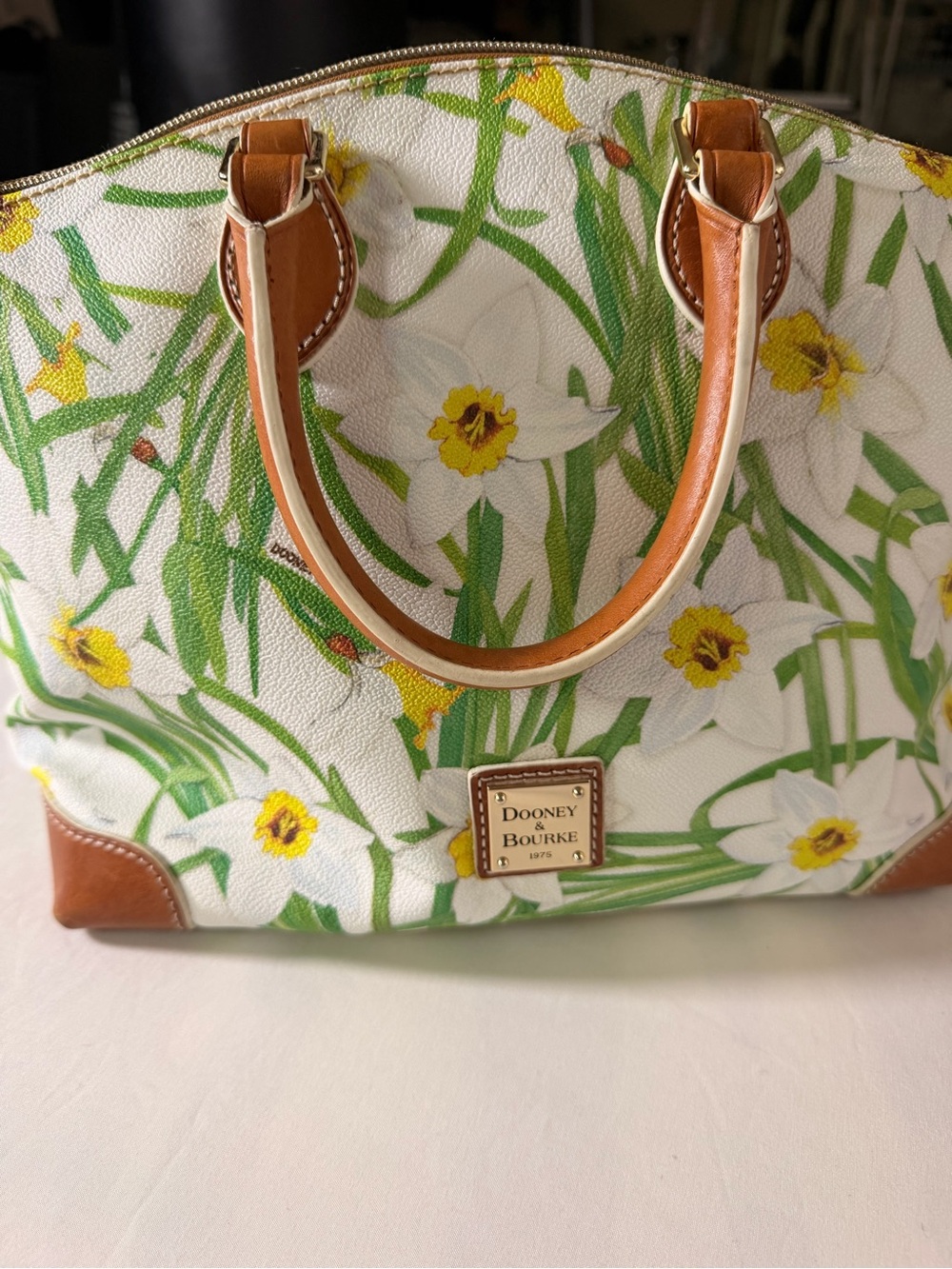 Dooney & Bourke White Floral Tote with Yellow and Green - Picture 4 of 12